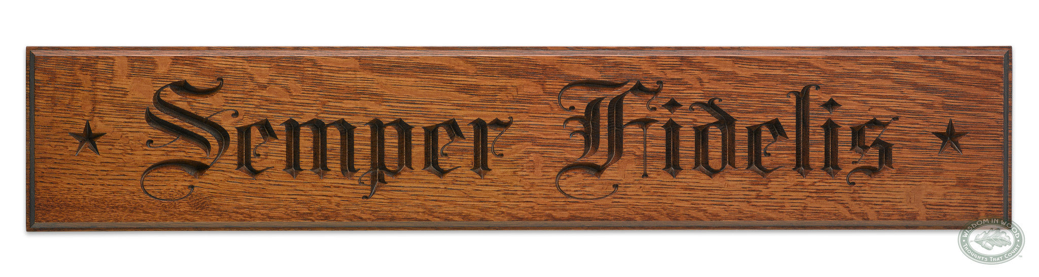 Semper Fidelis Wall Art by Wisdom In Wood Carved Quotes, Classic Oak Finish